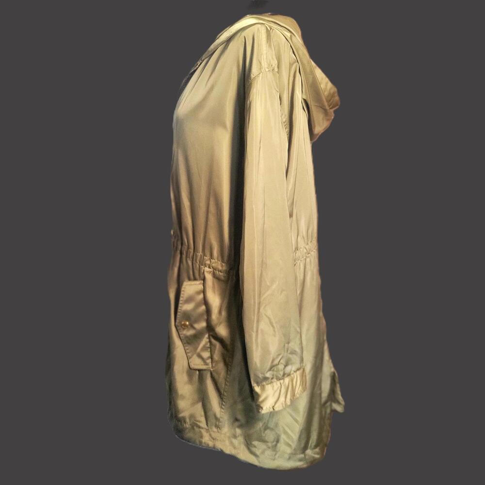 Michael Kors Khaki Rich Gold Satin Fishtail Anorak Cinched Waist Jacket - Size M - Picture 4 of 9